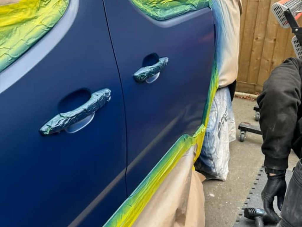 Car Masked Off Ready To Be Painted